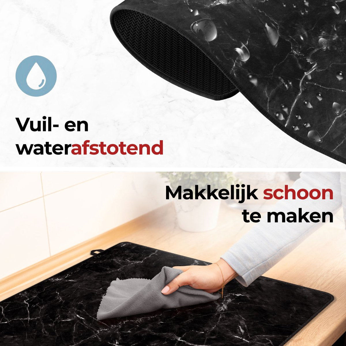 Inductie beschermer marmer zwart en wit makkelijk schoon te maken