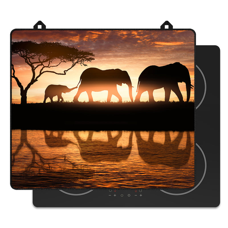 Inductie beschermer olifanten voor op de inductie kookplaat, vooraanzicht